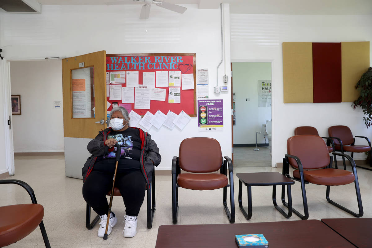 A tribal member who declined to give her name waits for an appointment at Walker River Paiute T ...