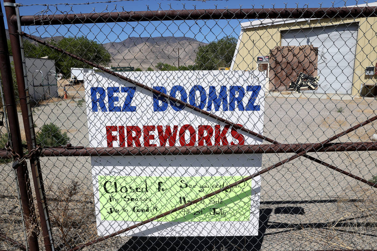 A closed fireworks store at Walker River Indian Reservation in Schurz, Thursday, June 18, 2020. ...
