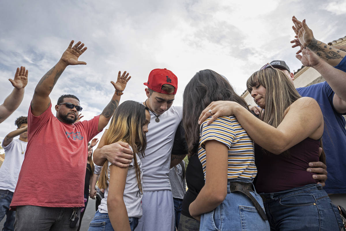 A prayer is said for Aaliyah Velasquez, 9, who was hit by a car and severely injured March 30, ...