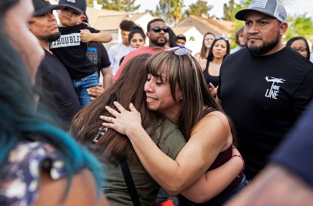 Carmen Velasquez, middle/facing, mother of Aaliyah Velasquez, 9, who was hit by a car and sever ...