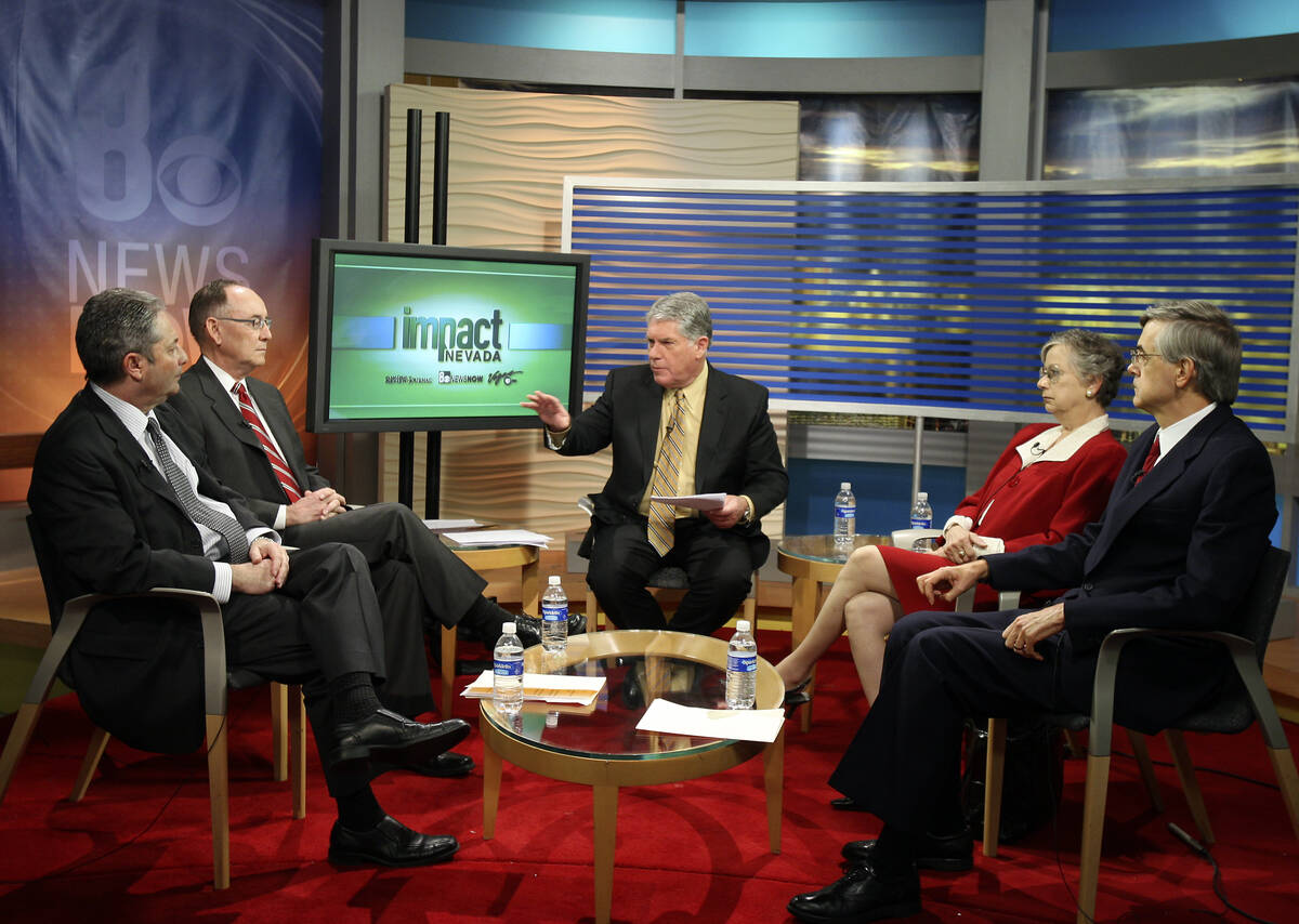 Gary Waddell, center, was the host of Impact Nevada, shown here on Jan. 21, 2011 at the KLAS Ch ...