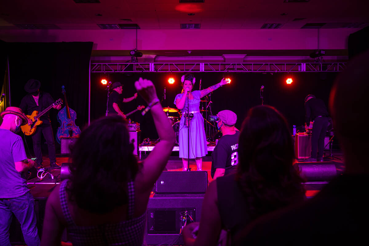 Las Vegas band Shanda & the Howlers perform during the first day of Viva Las Vegas Rockabil ...