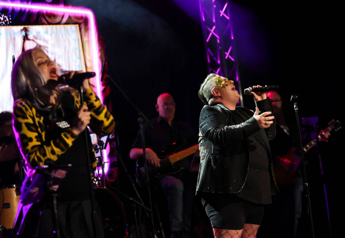 Paige Strafella, left, and Jon Morgan perform during a "Monday's Dark" show celebrati ...