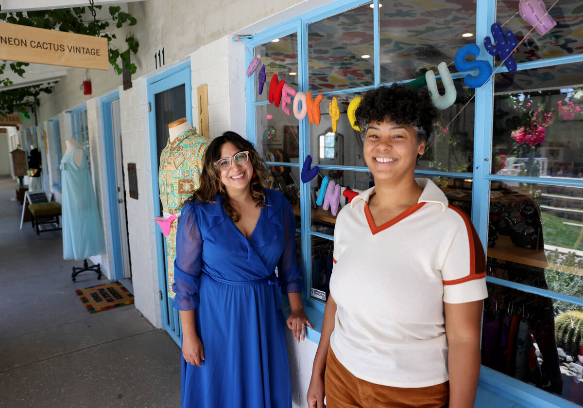 Negar Hosseini-Nasab, left, and her wife Alicia Avery, owners of Neon Cactus Vintage, at their ...