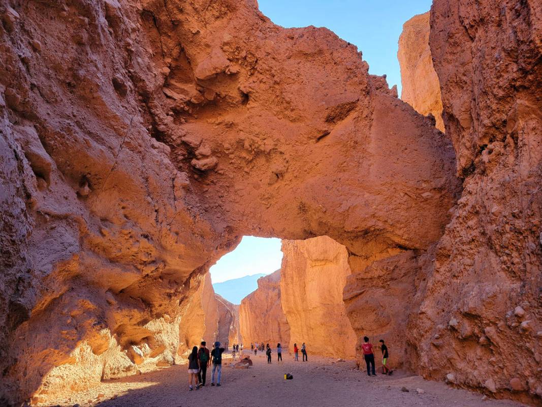 Natural Bridge trail is a popular 1 mile out-and-back trek with a parking lot accessible off Ba ...