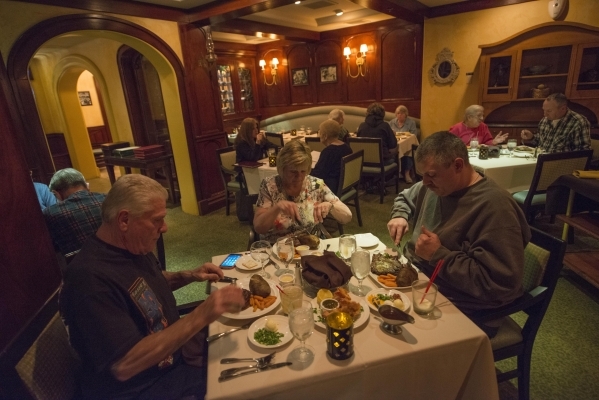 Henry Bernier, Barbara Bernier and Greg Bernier enjoy a meal at Yukon Grille in Arizona Charlie‘s on Saturday, Jan. 30, 2016. Youkon Grille is a steakhouse that features seafood, desserts, c ...