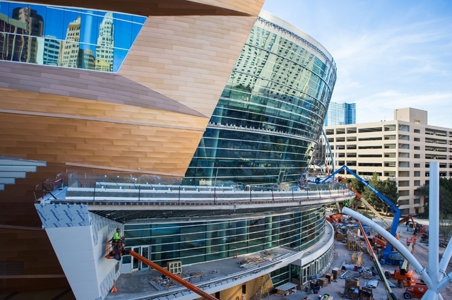 Construction continues at the T-Mobile Arena Feb. 11. Chase Stevens/Las Vegas Review-Journal