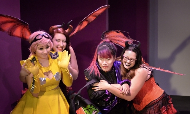 From left, Amber Austin, April Allain, Jenelle Magbutay and Nancy Gutierrez-Alegria perform in “Geek!” at the Onyx Theatre, 953 E. Sahara Ave., Feb. 19. Bill Hughes/Las Vegas Review-Journal