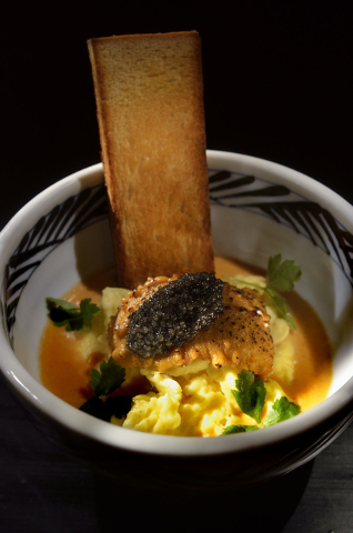 The uni scramble with torched caviar is shown at Inyo Asian Variety Restaurant at 6000 W. Spring Mountain Road in Las Vegas on Friday, March 4, 2016. Bill Hughes/Las Vegas Review-Journal