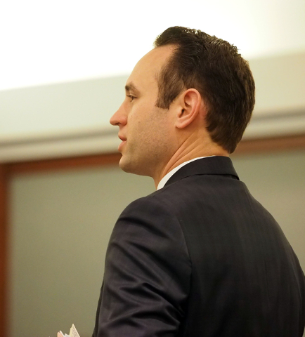 Attorney Warren Geller speaks on behalf of his client Jillian Lafave during a hearing in Lafave's case at the Regional Justice Center in Las Vegas on Wednesday, March 30, 2016. Lafave is accused o ...