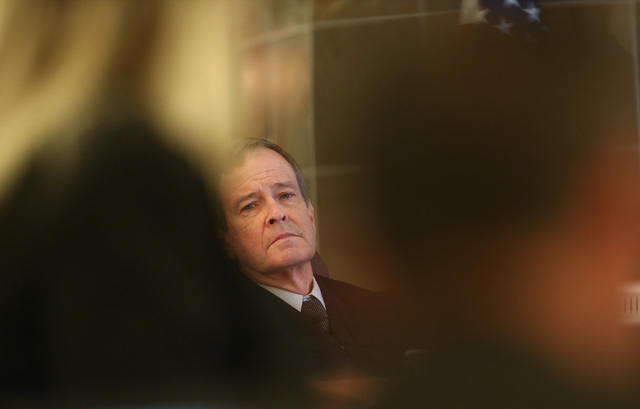 Judge Eric Johnson looks on during the trial of Jason Lofthouse at the Regional Justice Center in Las Vegas on Wednesday, March 23, 2016. (Chase Stevens/Las Vegas Review-Journal Follow @csstevensp ...
