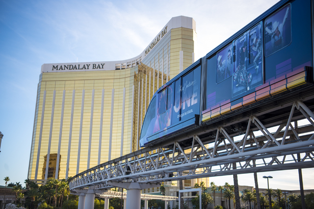 The Mandalay Bay to Excalibur monorail is shown on the west side of the Las Vegas Strip on Friday, Feb. 12, 2016. Joshua Dahl/Las Vegas Review-Journal