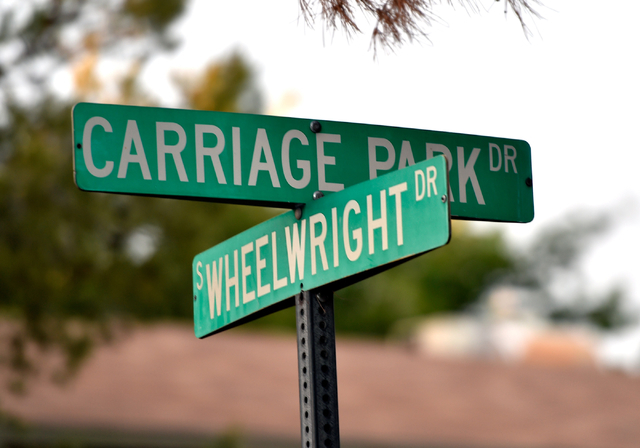 Carriage Park Drive at Wheelwright Drive is seen Monday, April 25, 2016, in Las Vegas. (David Becker/Las Vegas Review-Journal Follow @davidjaybecker)