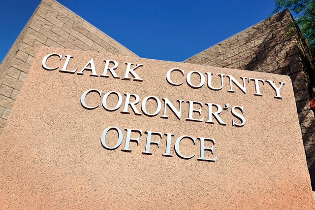 The monument sign for the Clark County Coroner is seen on Friday, Oct. 17, 2014. (David Becker/Las Vegas Review-Journal)