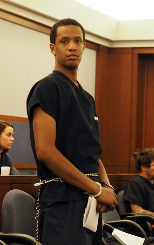 Omar Talley appears in court for a bail hearing at the Regional Justice Center in Las Vegas, Friday, March 4, 2016. (Jerry Henkel/Las Vegas Review-Journal)