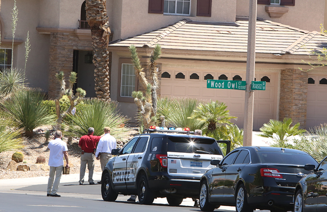 Metro is investigating an apparent double murder-suicide on Wednesday, June 1, 2016, at 10301 Wood Owl Court, near Town Center Drive and Hualapai Way. Bizuayehu Tesfaye/Las Vegas Review-Journal Fo ...