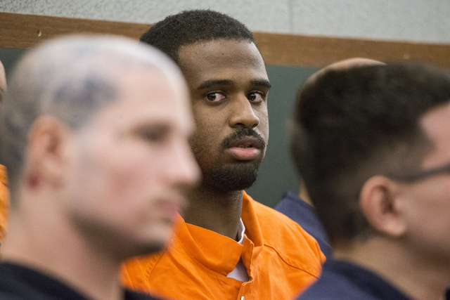 Davon Sebastian Phillips, charged in the 2009 shooting death of 16-year-old Aric Brill, appears in court at the Regional Justice Center on Wednesday, July 13, 2016, in Las Vegas. (Erik Verduzco/La ...