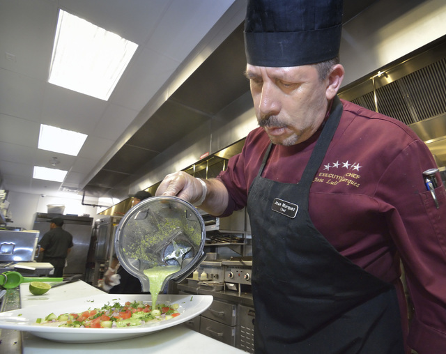 Chef Jose Marquez prepares callo agua chile verde featuring scallops at Olivia's Mexican Restaurant and Bar in the Boulevard Mall at 3554 S. Maryland Parkway in Las Vegas on Friday, July 29, 2016. ...