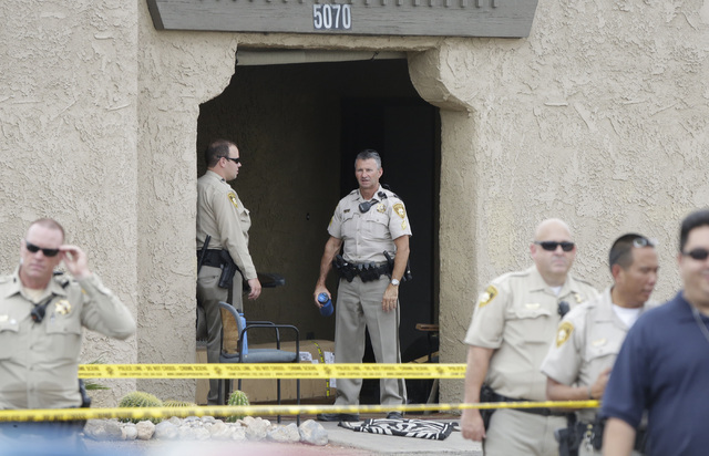 Las Vegas police are investigating a double homicide at 5070 Palo Verde Road, near UNLV, Tuesday, Sept. 20, 2016. Bizuayehu Tesfaye/Las Vegas Review-Journal Follow @bizutesfaye