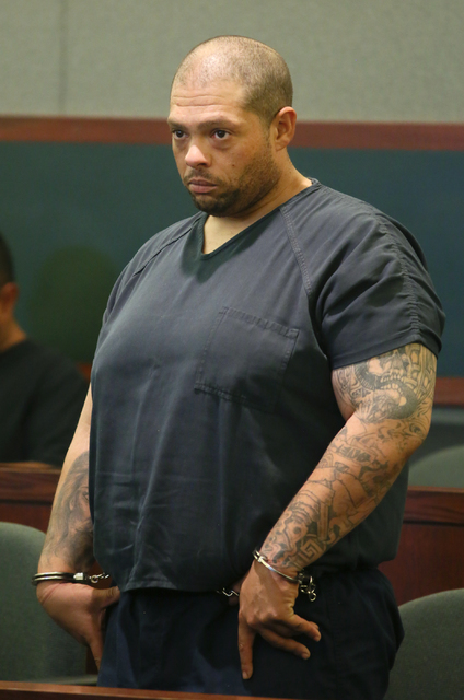 Pedro Jose Garcia, 34, appears before Las Vegas Justice of the Peace Pro Tem Telia Williams at the Regional Justice Center Friday, Sept. 30, 2016, in Las Vegas. Garcia is charged in the shooting d ...