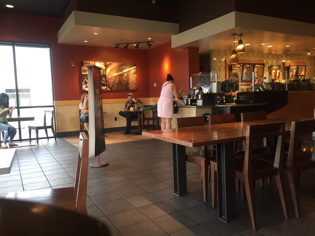 Patrons are seen inside Starbucks at 7260 S. Rainbow Blvd. in Las Vegas on Tuesday, Sept. 27, 2016. A fatal shooting broke out inside the coffee shop on Sunday, Sept. 25, 2016. Raven Jackson /Las  ...