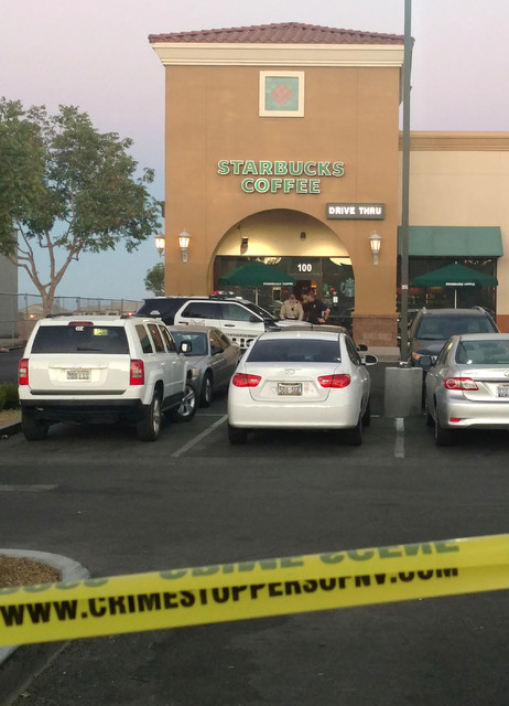 The Starbucks at 7260 S. Rainbow Blvd. in Las Vegas is seen on Sunday Sept. 25, 2016, after a shooting inside the coffee shop. (Max Michor/Las Vegas Review-Journal)