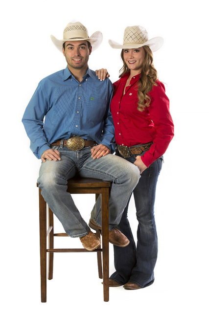 Seniors Jordan Siminoe and Kendra Cates of the UNLV rodeo team pose for a portrait on Friday, N ...