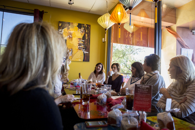 A Giving Circle, which meets monthly, talk about where they will give their monthly donation over lunch at Pasta Shop in Henderson, Friday, Nov. 18, 2016. Elizabeth Page Brumley/Las Vegas Review-J ...