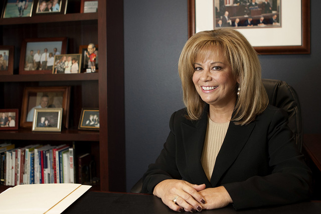 Liz Trosper, owner of Trosper Communications, is seen in her Henderson office Thursday, Sep. 26, 2013. (Jessica Ebelhar/Las Vegas Review-Journal File)