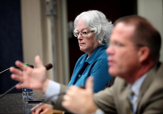 Clark County School Board President Carolyn Edwards appears before the Nevada Commission on Ethics Wednesday, Sep. 18, 2013. (Jessica Ebelhar/Las Vegas Review-Journal)