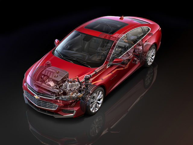 COURTESY CHEVROLET
The 2016 Chevrolet Malibu Hybrid, which uses technology from the Chevrolet Volt, will offer a General Motors-estimated 48 mpg city, 45 mpg highway – and 47 mpg combined, unsur ...