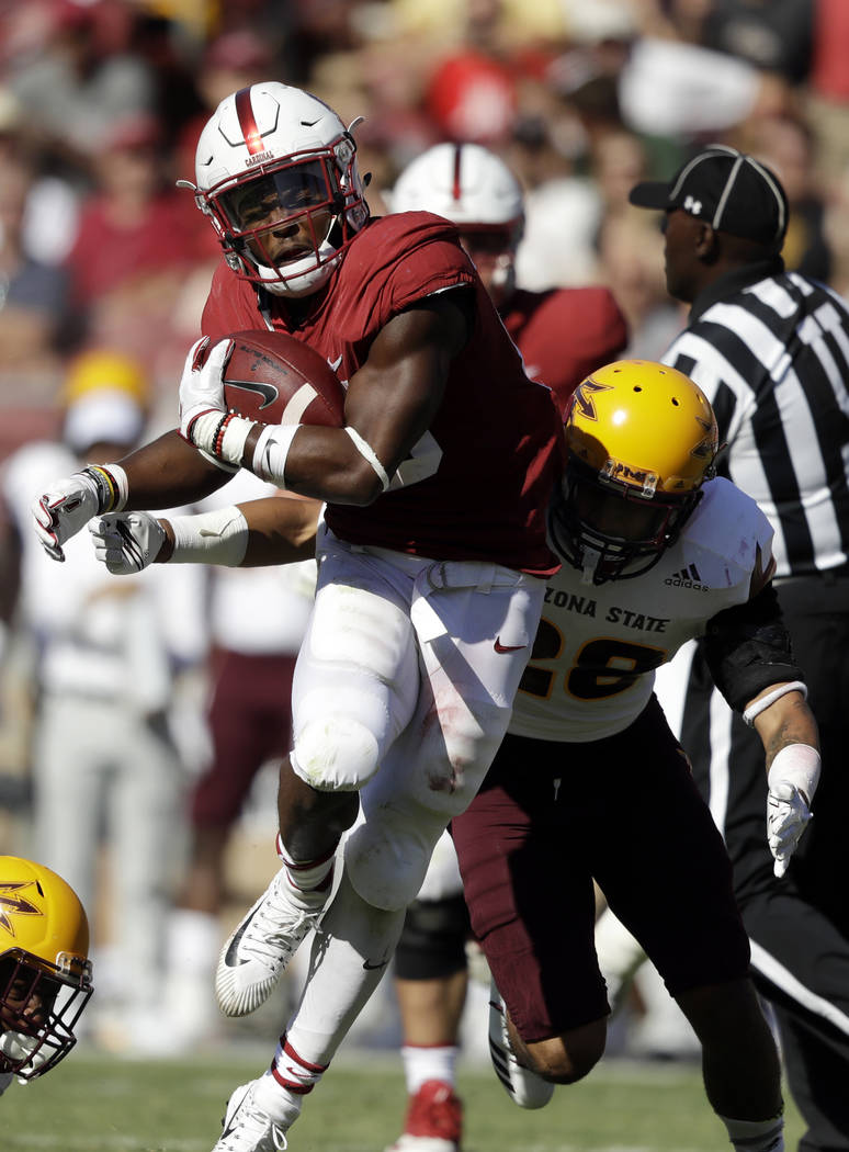 Stanford running back Bryce Love runs against Arizona State during the second half of an NCAA college football game Saturday, Sept. 30, 2017, in Stanford, Calif. (AP Photo/Marcio Jose Sanchez)