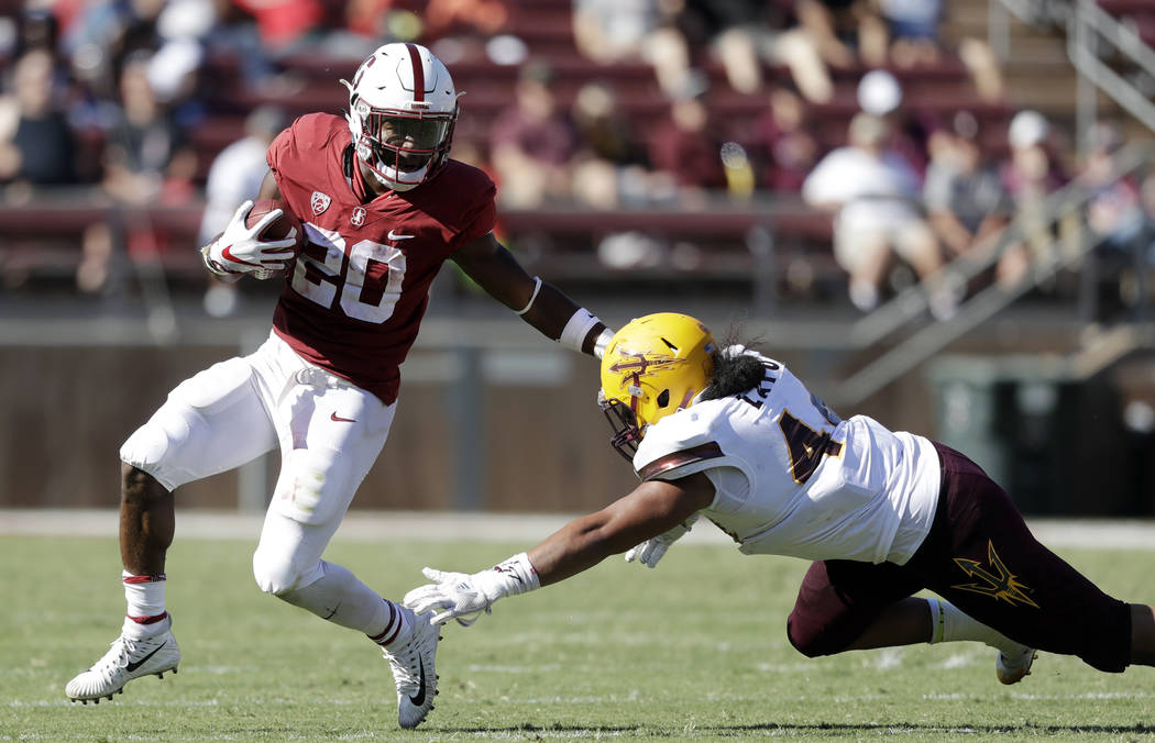 Stanford running back Bryce Love runs against Arizona State during the second half of an NCAA college football game Saturday, Sept. 30, 2017, in Stanford, Calif. (AP Photo/Marcio Jose Sanchez)
