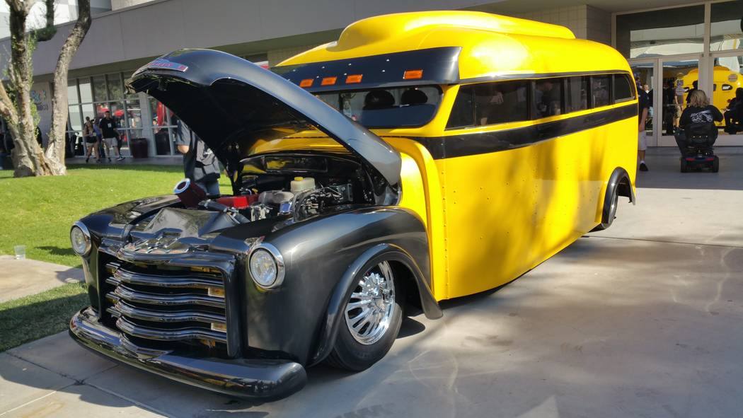 Stan Hanel
A chopped school bus was on display in the outer courtyard of the Las Vegas Convention Center during the SEMA trade show.