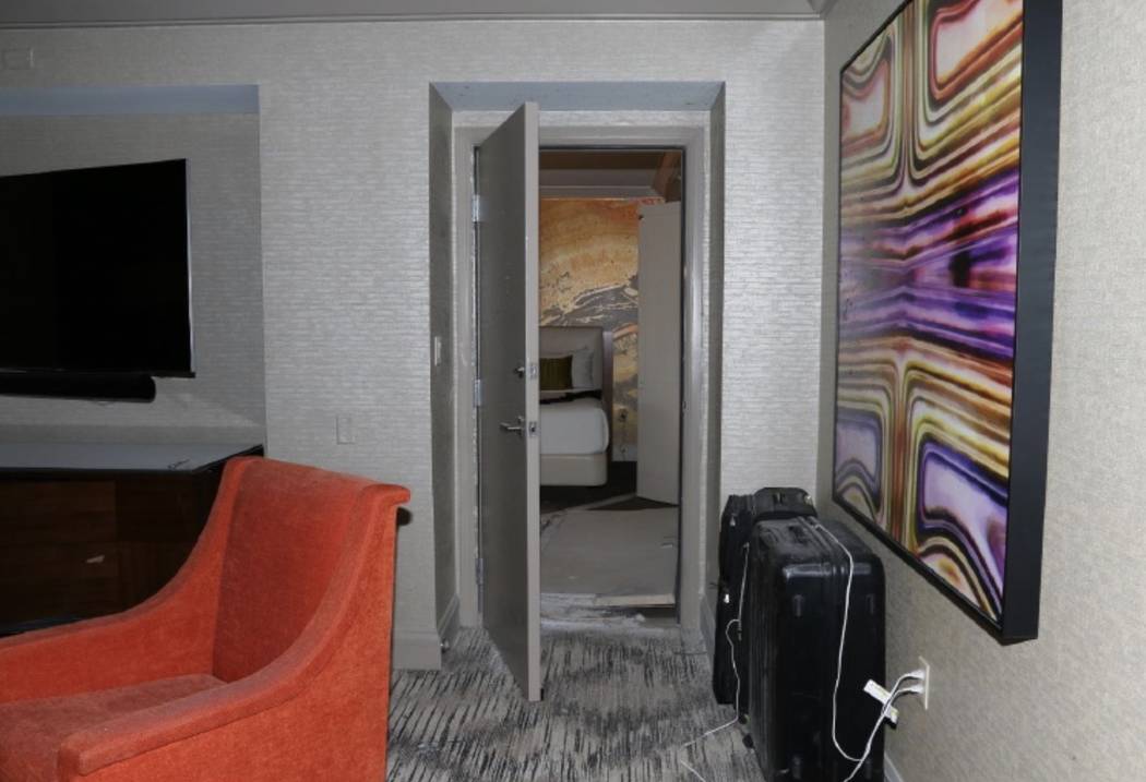 A view of the connecting doors between room 32-135 and 32-134. LVMPD.