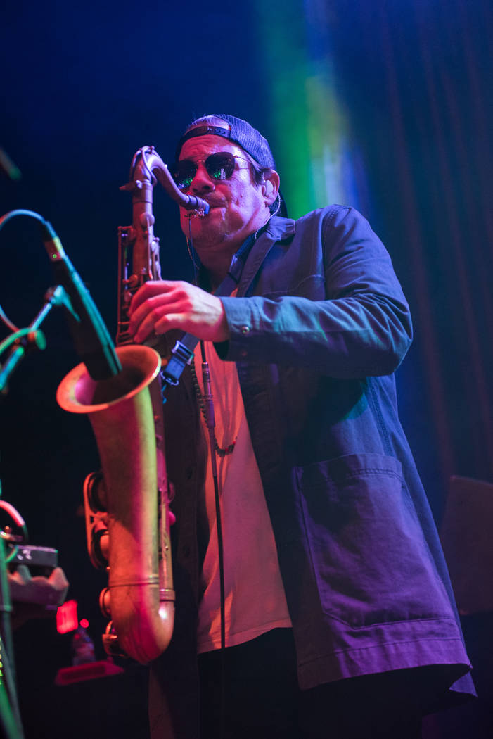 Lettuce saxophonist Ryan Zoidis roars at Brooklyn Bowl on Tuesday. (Karl Larson/Kabik Photo Group)