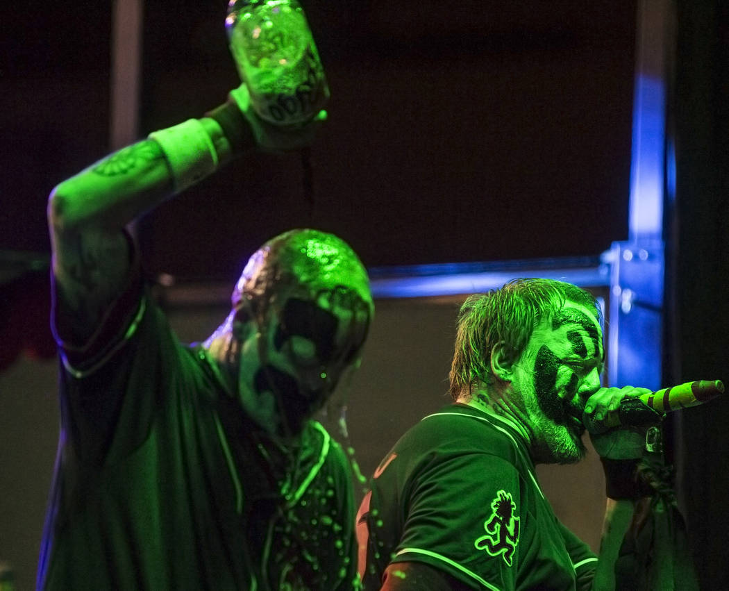 Insane Clown Posse's Shaggy 2 Dope, right, and Violent J perform during Juggalo Weekend on Saturday, February 17, 2018, at Fremont Country Club, in Las Vegas. Benjamin Hager Las Vegas Review-Journ ...