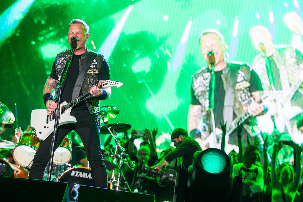 James Hetfield of Metallica performs at the main stage during the Rock in Rio USA music festival in Las Vegas on Saturday, May 9, 2015. (Chase Stevens/Las Vegas Review-Journal) Follow Chase Steven ...
