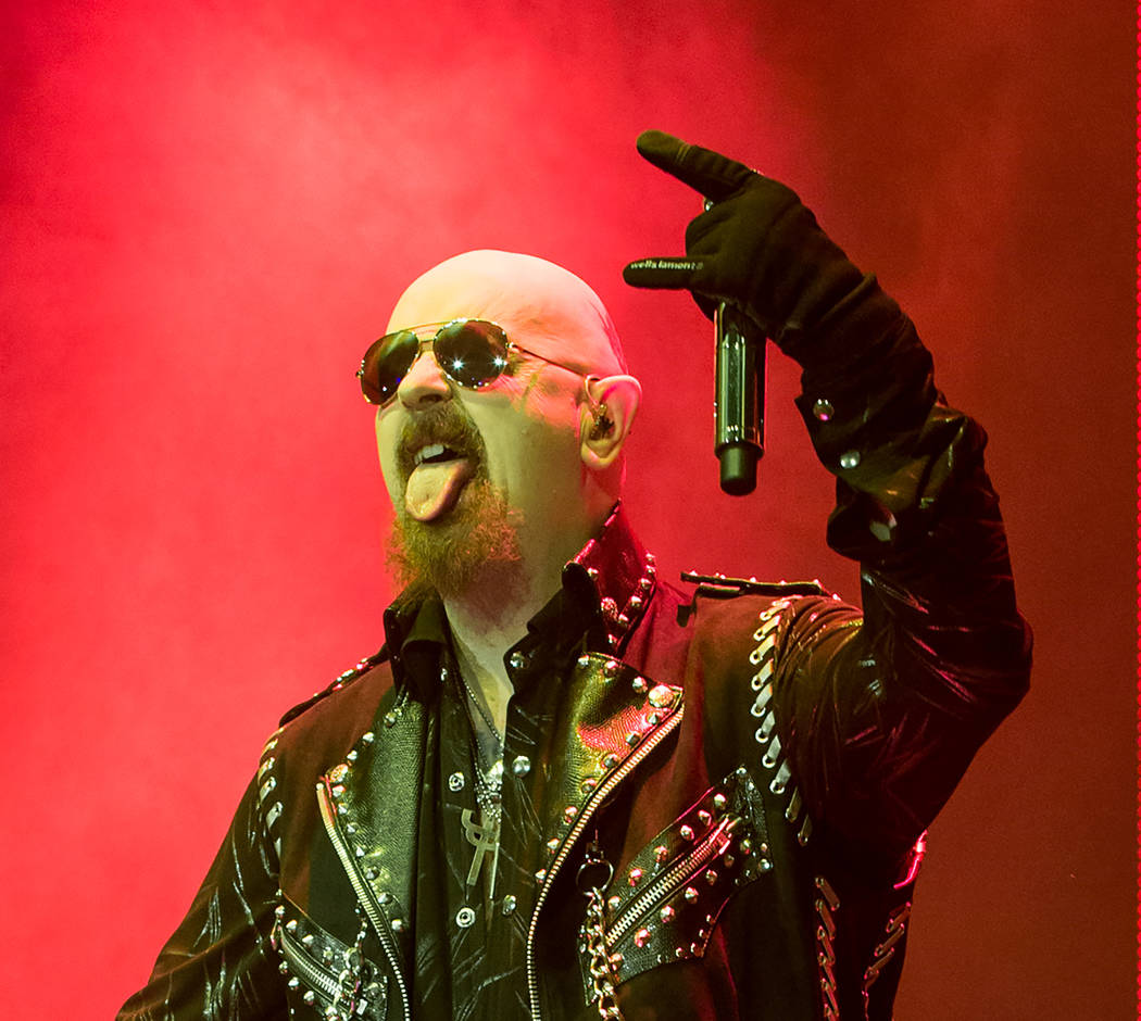 Rob Halford of Judas Priest performs on stage during Day 1 of the 2015 Knotfest USA at San Manuel Amphitheater on Saturday, Oct. 24, 2015 in San Bernardino, Calif. (Photo by Paul A. Hebert/Invisio ...