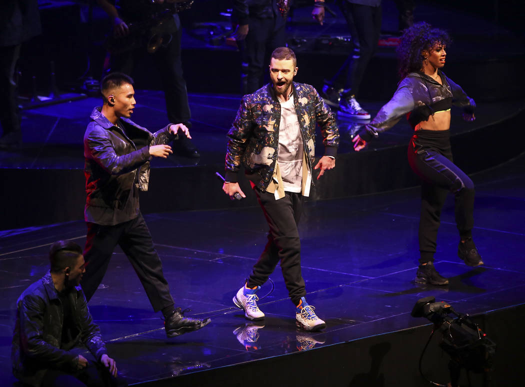 Justin Timberlake performs at T-Mobile Arena in Las Vegas on Saturday, April 14, 2018. Chase Stevens Las Vegas Review-Journal @csstevensphoto