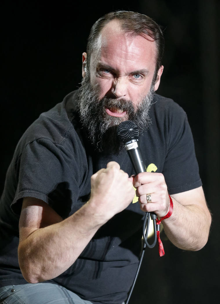 Clutch frontman Neil Fallon performs on day one of the second annual Las Rageous rock festival at the Downtown Las Vegas Events Center on Friday, April 20, 2018. Richard Brian Las Vegas Review-Jou ...