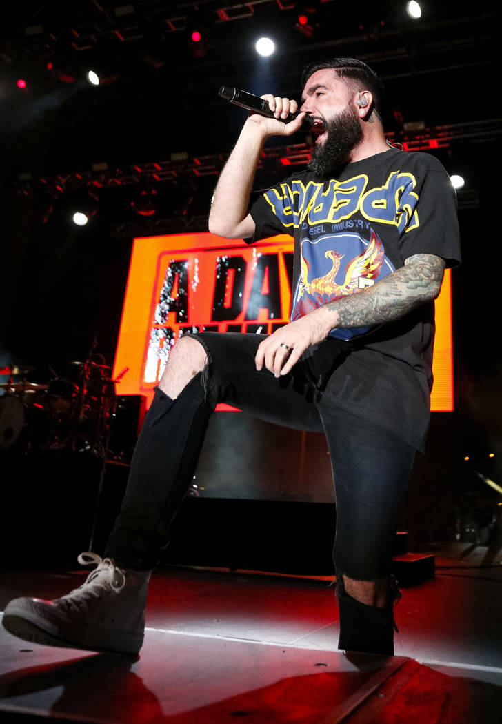 A Day to Remember frontman Jeremy McKinnon performs on day one of the second annual Las Rageous rock festival at the Downtown Las Vegas Events Center on Friday, April 20, 2018. Richard Brian Las V ...