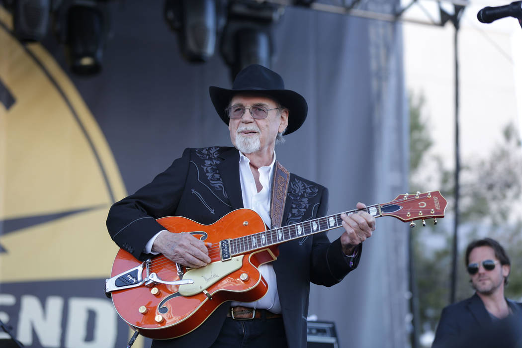 Duane Eddy performs to a crowd of thousands at the 21st Annual Viva Las Vegas Rockabilly Weekend car show at the Orleans hotel and casino on Saturday, April 21, 2018. Michael Quine/Las Vegas Revie ...