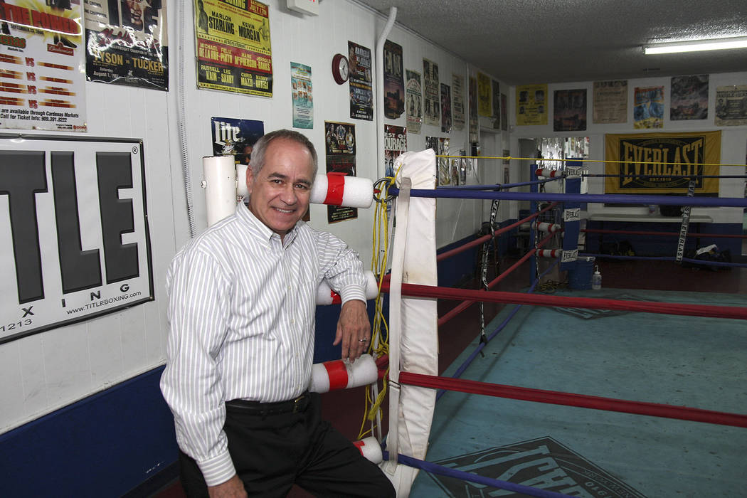 Long-time boxing judge Chuck Giampa ringside at Johnny Tacco's Gym, 9 West Charleston Boulevard ...