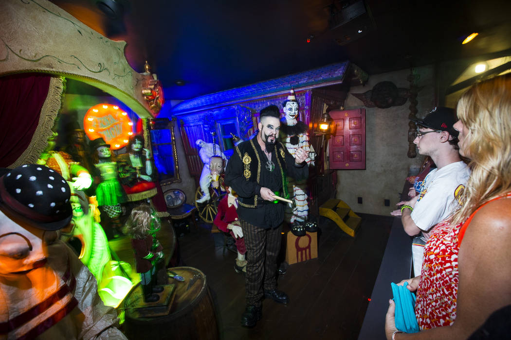 John Shaw performs for guests at Zak Bagans' Haunted Museum in Las Vegas on Saturday, Aug. 18, ...
