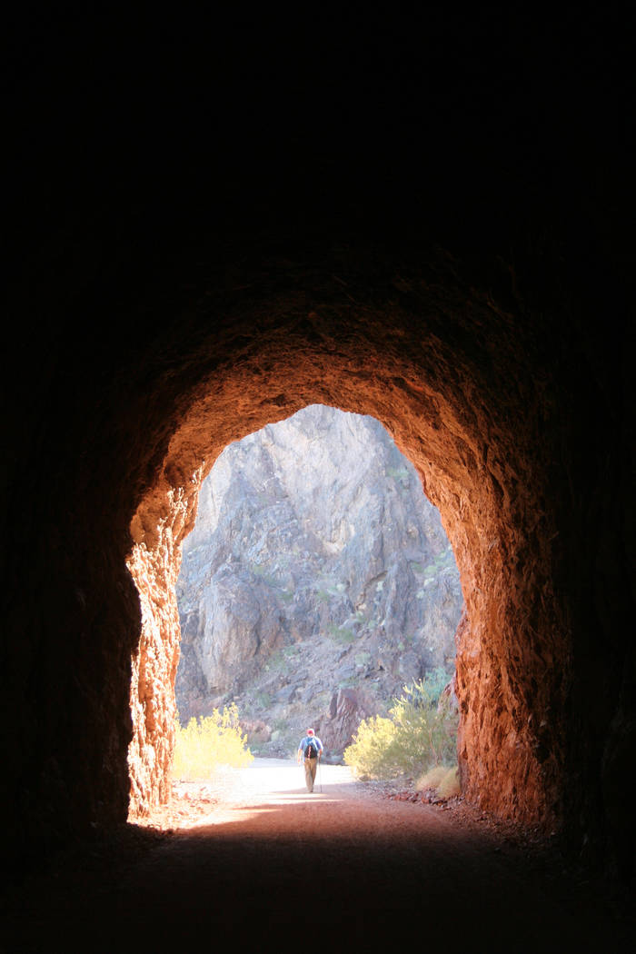 The Historic Railroad Tunnel Trail in Lake Mead NRA follows a railroad grade that once brought supplies to Hoover Dam. (Deborah Wall/Las Vegas Review-Journal)