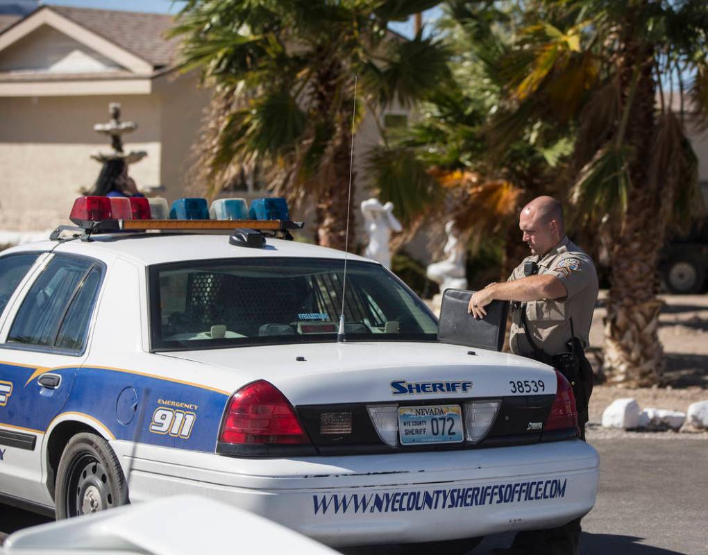 Nye County law enforcement investigate the scene at Dennis Hof's Love Ranch after the prominent ...