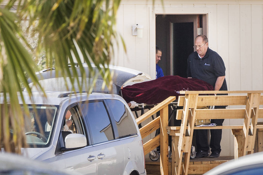 Dennis Hof, brothel owner and Republican candidate for state assembly, is taken from his room b ...