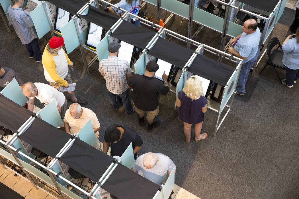 People cast their votes on the third day of early voting at the Galleria at Sunset in Henderson on Monday, Oct. 22, 2018. Richard Brian Las Vegas Review-Journal @vegasphotograph