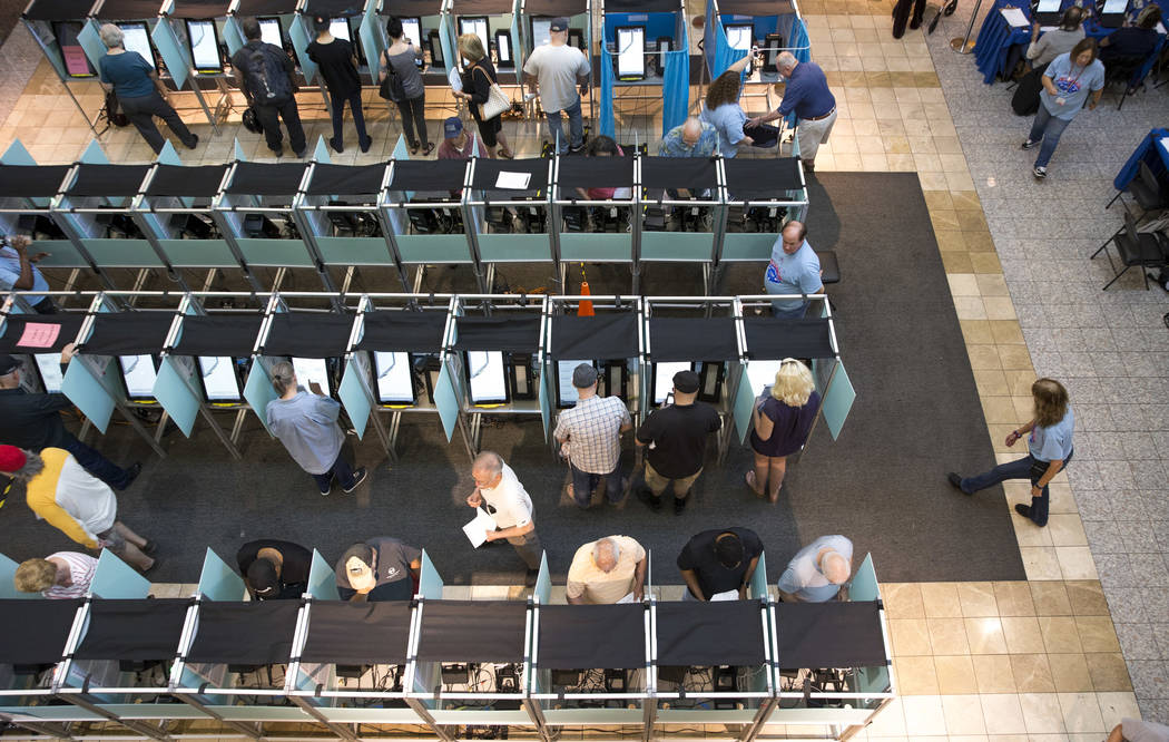 People cast their votes on the third day of early voting at the Galleria at Sunset in Henderson on Monday, Oct. 22, 2018. Richard Brian Las Vegas Review-Journal @vegasphotograph